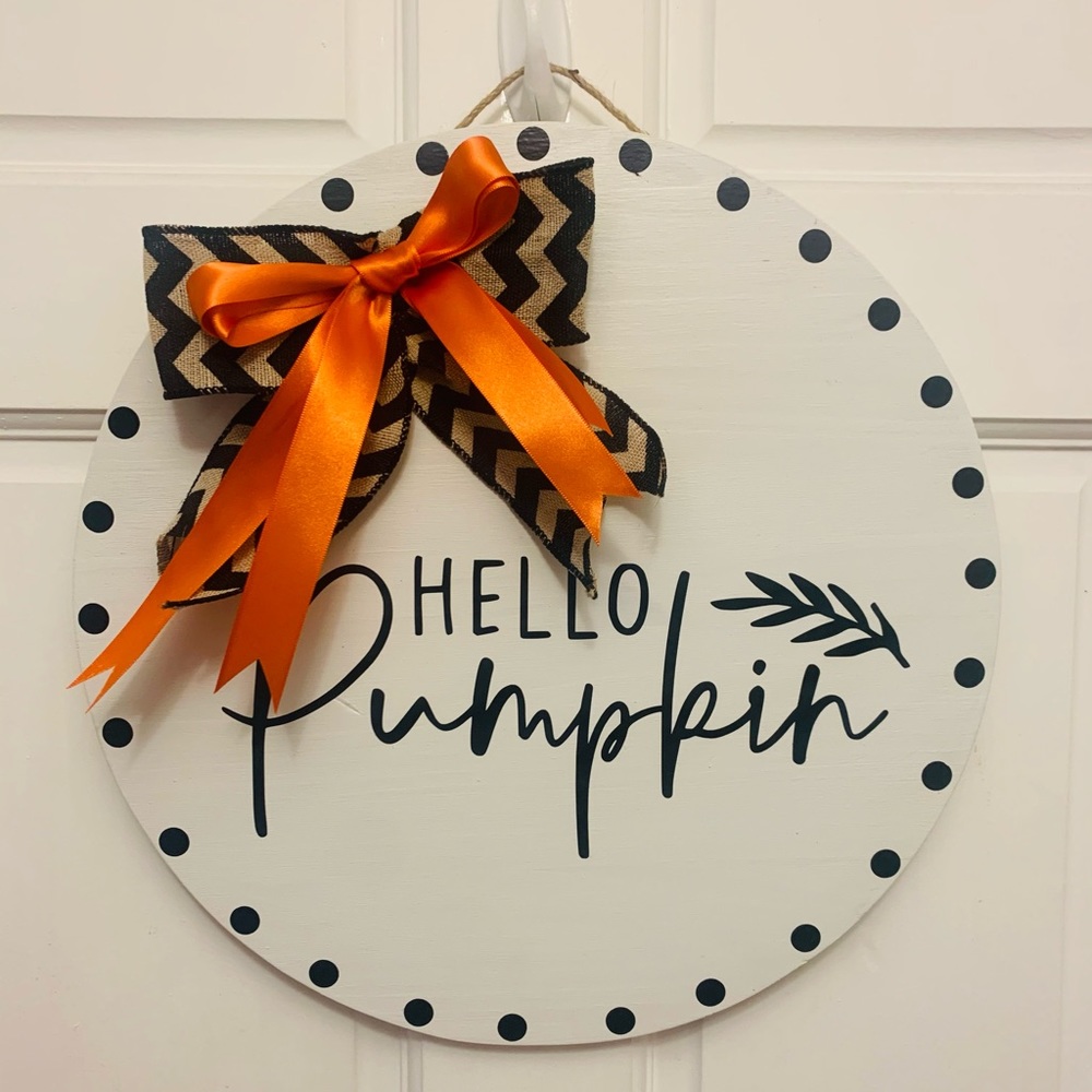Hello Pumpkin Door Hanger Home decor